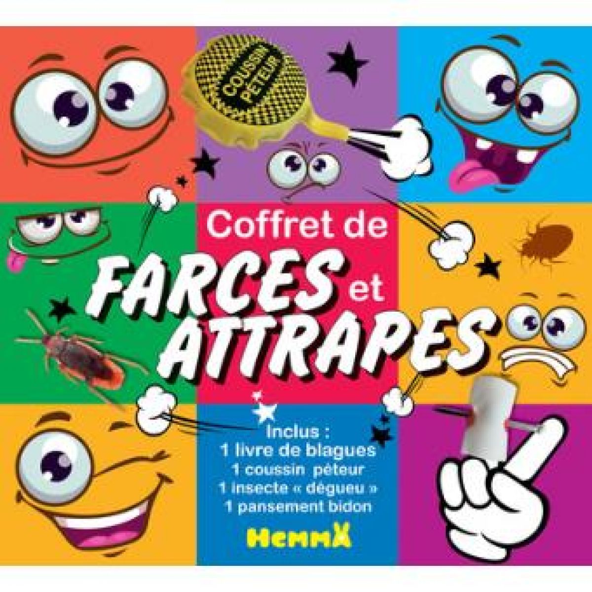 Coffret Farces Et Attrapes Yizemay - 14 Jouets Blagues Avec Coussin Peteur Et Insectes Réalistes